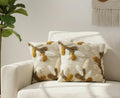 Furnistitchs Premium Decorative Throw Cushion Pillow Cover Boho Home Decor - Living Room Bedroom Couch Sofa Cushion Covers 16 inch x 16 inch (2, Cream Leaves)
