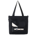 Valerie Large Tote Bag with Crossbody Strap for Women – Cute Cat Charm Canvas Shoulder Bag, Multi-Pocket Lightweight Handbag for School, College Work Shopping (Black)