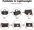 Viyaro Polyester Foldable Tote Bag | Expandable Design with Dry & Wet Separation, Waterproof Fabric, Multiple Pockets with Zipper & Lightweight Shoulder Carrying Comfort | Convenient Choice—Black
