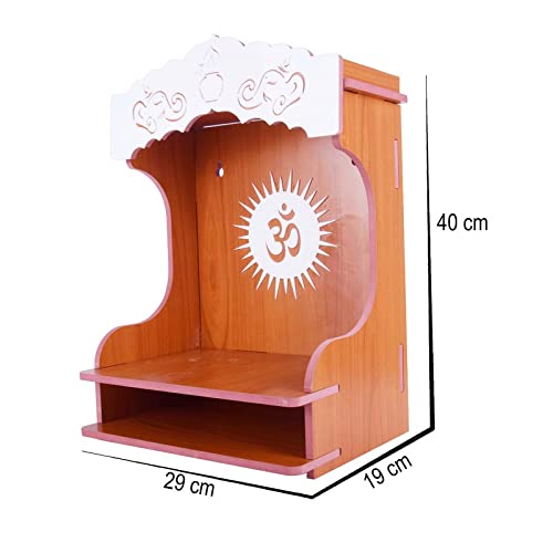 Krupasadhya Wooden Art Mini Temple for Home and Offfice Wall Mounted, Hanging Pooja Mandir Decoration Shelf Cabinet (391T)