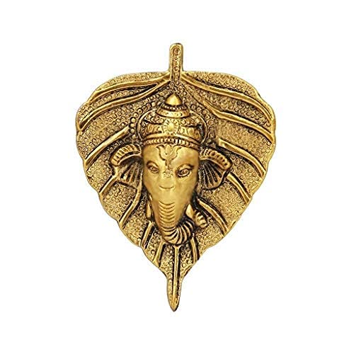 Prince Home Decor & Gifts Metal Pan Patta Ganesh Decorative Wall Hanging Showpiece Figurine Medium (Golden)