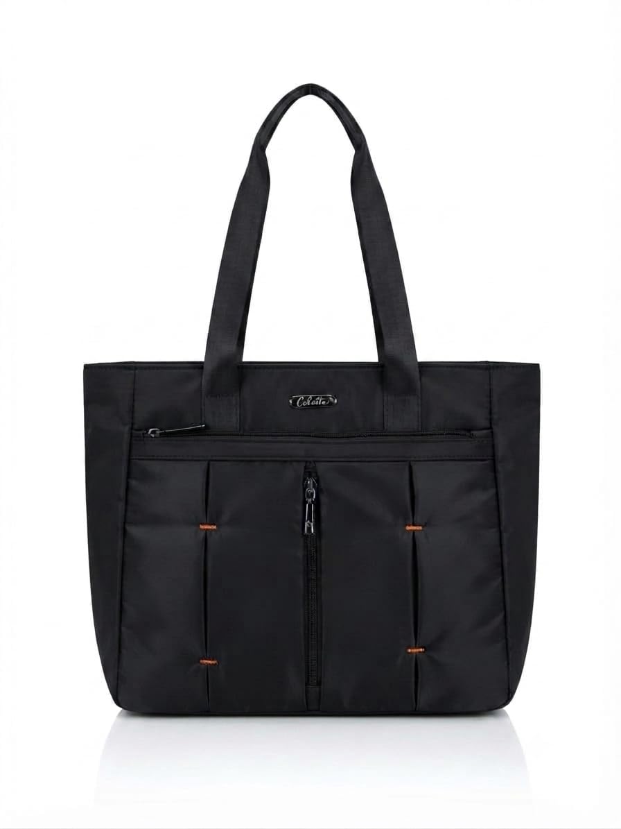 CELEBRINO Spacious Tote Handbag for Women | Nylon Hand Bags with Multiple Zip Compartments | Waterproof Large Shoulder Bag for Office, College, Travel & Shopping | Multi Pocket Zipper Handbags