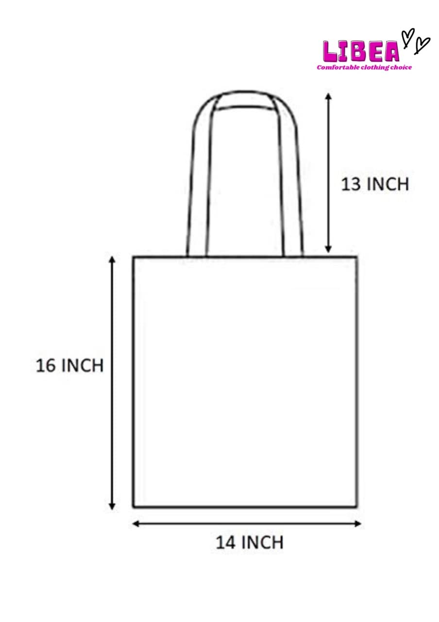 Libea 1 Piece 16x14 inch with 13 inch Long Handle Reusable Grocery Bags or Tote Bag Made of Heavy Duty Cotton. eco Friendly Super Strong and Machine Washable