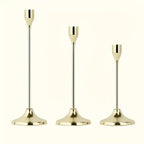 HEYZEM Modern Metal Candle Holder Set of 3, Elegant Gold Taper & Pillar Candle Stand for Table Centerpiece, Festive Home Decor & Wedding (Golden)