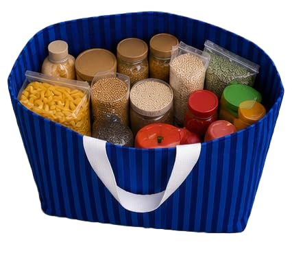 Janees Cotton Canvas Shopping Bag (16x16x4 Inches) | Heavy Duty Reusable Tote Bag for Groceries & Travel | Multipurpose Vegetables & Fruits Storage Bag, 20 kg Capacity (Blue)