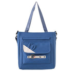 Valerie Large Tote Bag with Crossbody Strap for Women – Cute Cat Charm Canvas Shoulder Bag, Multi-Pocket Lightweight Handbag for School, College Work Shopping (Blue)