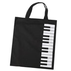 ELBME Pure Cotton Piano Keys Musical Handbag Tote Bag Shopping Bag Gift Black