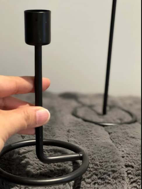 Richies Enterprises - Black Tealight Candle Holder, Candlestick Holders Taper Candle Holders - 4 Pcs Candle Stick Holders Set (2 Large + 2 Medium)