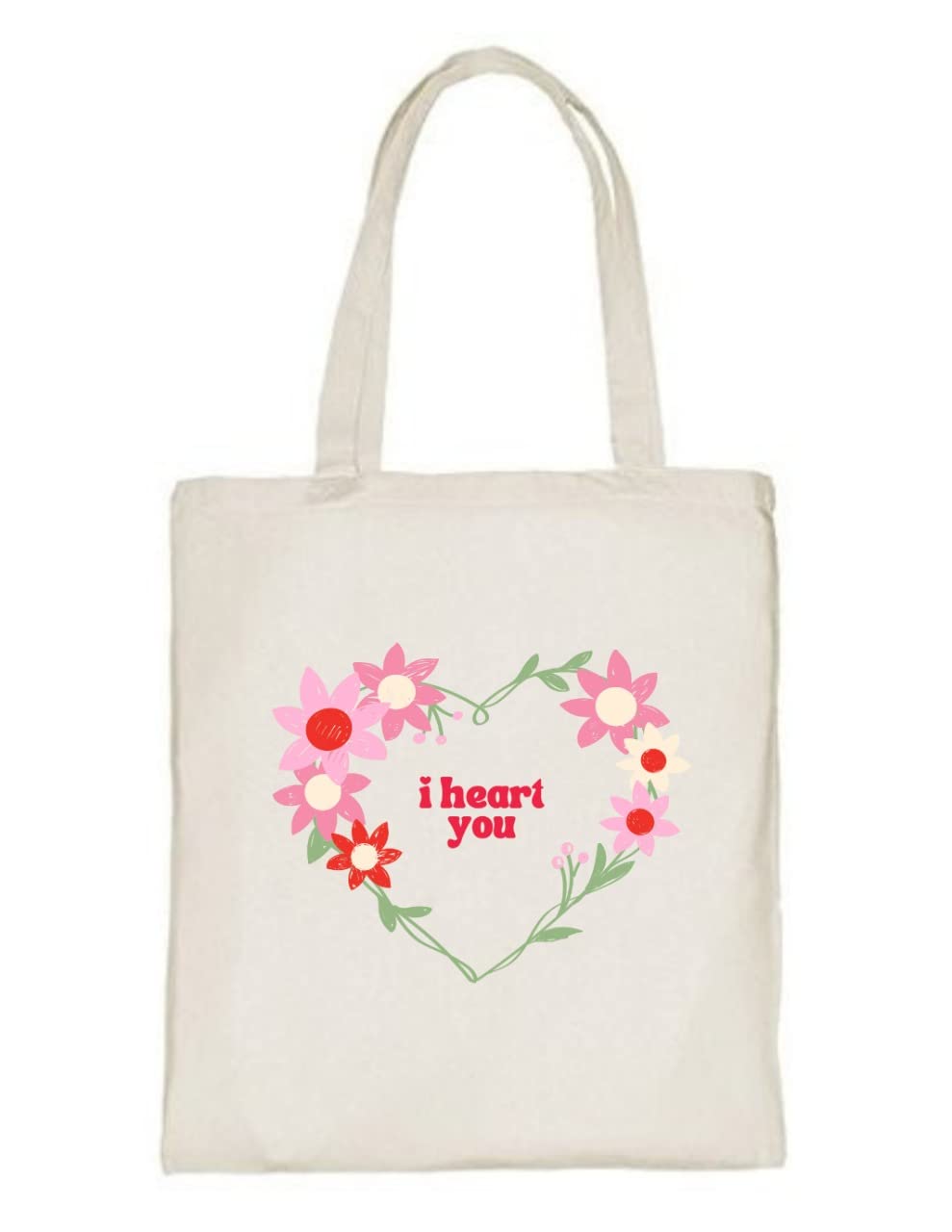 Delhi Printing Co. I heart you tote bag|Strong Cotton Bag for Shopping | Canvas Tote Bag for Women & Girls | Stylish Cotton Handbags (DCTBH-174)