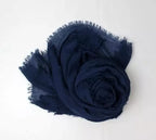 Iba & Isba Women's Plain Crinkled Scarves, Stoles, Hijab (76 x 36 inch) (Navy Blue)
