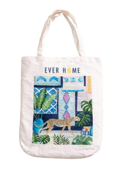 EVER HOME 100% Cotton Reusable Tote Bags | Outer Pocket, Utility Tote bags for Shopping/Grocery Bag & Daily use(Size 45x35x15 cm) (5, Multi3)