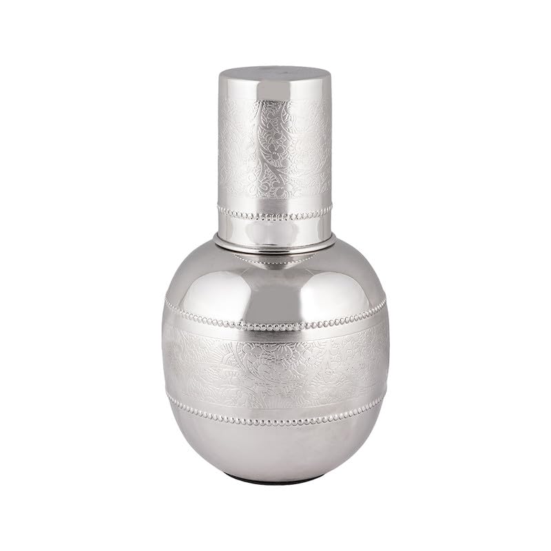 Vip luxe Surahi Silver Copper Water Jug – 1.5L | Handcrafted Heavy-Gauge Pure Copper Ayurvedic Pitcher | Wellness Drinkware