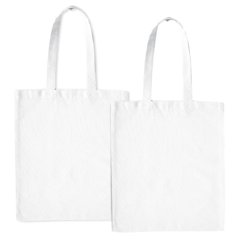 Encasa XO Cloth Tote Bag (Pack of 2) - White Colour Canvas Cotton Bag | Reusable-Multi-Pack with Extra Strong 13 Handle | Holds 15 Kgs | Multipurpose Grocery Carry Bag For Men & Women