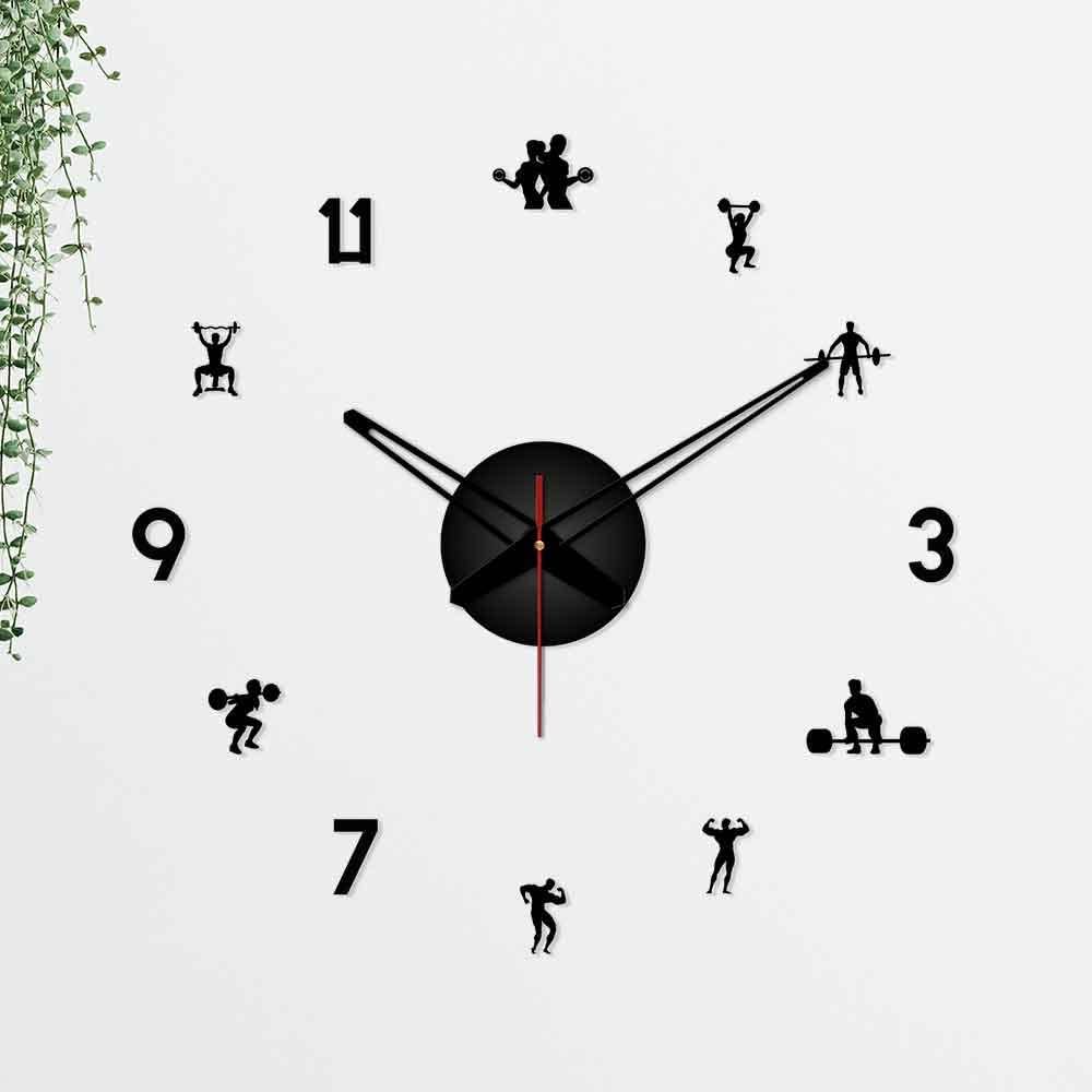 VIBECRAFTS Gym Exercises Designer Big Size 3D Infinity Acrylic Wall Clock for Home Decor, Office, Living Room, Bedroom, Cafe's, Gifts (WWCVC1Pcs_20008NNV)