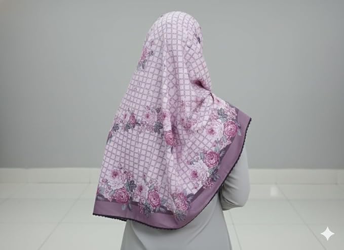 Khodalflux Women’s Muslim Hijab Printed Headscarf | Soft Breathable Modest Scarf for Daily, Prayer & Occasion Use (Pink)
