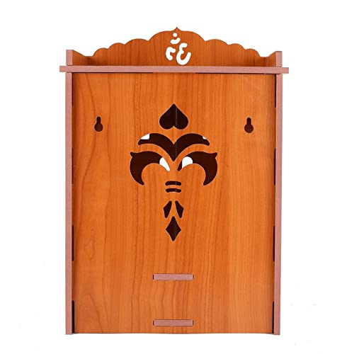Lexical Wooden Readymade Wall Hanging Puja Temple for Home God Stand for Pooja Room Mandir Wood Devghar Stand for Office and Shop Lexical-438