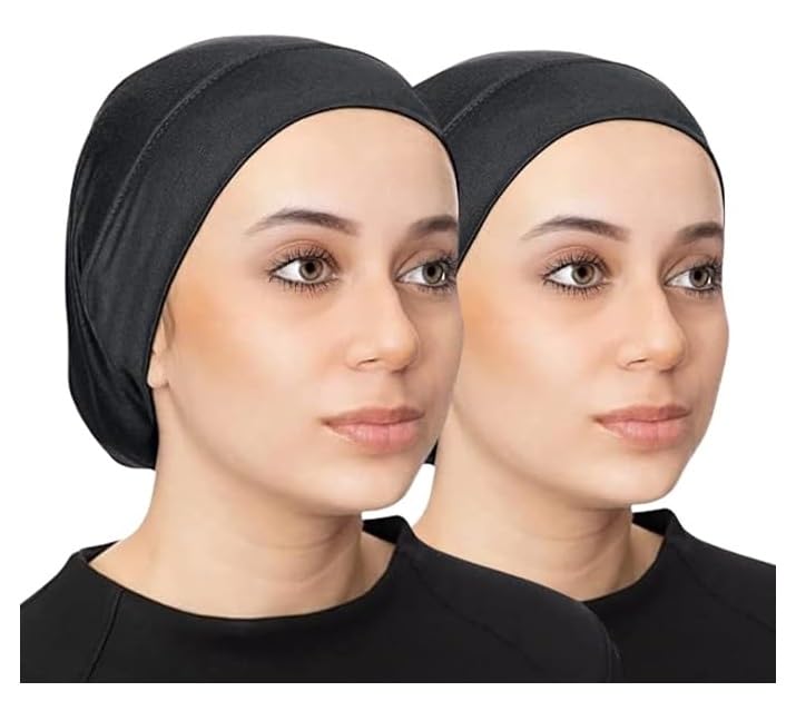 PAROPKAR Women Hijab Undercap Hijab Scarf For Muslim Women Under Scarf Hijab Cap Solid Colour Hijab Tube Unisex Stretch Dreadlocks Tube Neck Gaiter & Neck Warmern Bandana (Black Two)