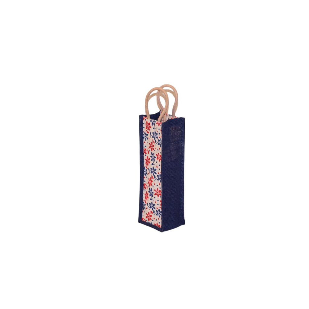 Generic Jute Shopping Flower Printed Bag with Cotton Rope Handle for Men and Women with Zip (Multicolor)