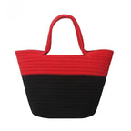BEAUTIFUL HOMMIES Attractive Hand Bag |large Tote Bag |Summer Bag | Bucket Bag | Basket Bag | Bamboo Tote | Beach Bags for Women|Boho Bag|Handbag |Jute Bag |Handmade Bag (RED BLACK STYLISH)