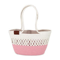 BEAUTIFUL HOMMIES Attractive Hand Bag |large Tote Bag |Summer Bag | Bucket Bag | Basket Bag | Bamboo Tote | Beach Bags for Women|Boho Bag|Handbag |Jute Bag |Handmade Bag (PINK WHITE)