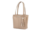 PAVILONN Women Tote Bag Ladies Handbag Shoulder Office Shopping Work Laptop PU Leather Brown Travel College Daily Use Designer Large Stylish Fashion Zipper Commuter Gift (CREAM)