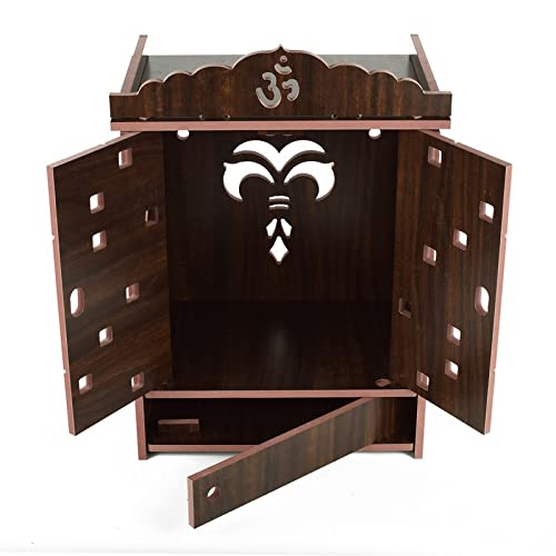 Lexical Wooden Readymade Wall Hanging Puja Temple for Home God Stand for Pooja Room Mandir Wood Devghar Stand for Office and Shop Lexical-444