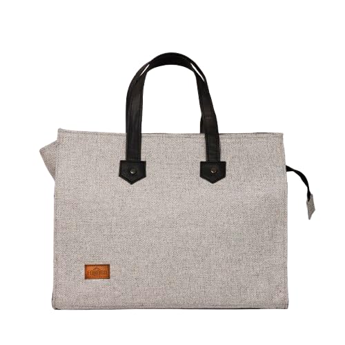 FOHOGO Jute Bag for Unisex | Lunch Bag/Tiffin Bag/Carry Bag/Jute Bag | Tote Bag for office (Light grey, Medium (14”x11”x5”))
