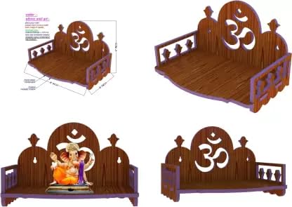 HOMEWEY DECOR Wooden Home Temple Handcrafted Support Heavy Idols Luxurious Finish Pooja Mandir for Home and Office Wall Mount for Pooja Room (TEMPLE102-04DM-25)