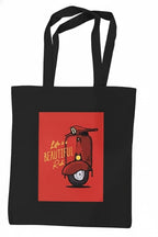 QUIRKYFIRKY Life is a Beautiful Ride Canvas Tote Bag, Natural Cotton, 41x35 cm, Shoulder Strap, Reusable Shopping Bag, Contemporary Style, Unisex (Black)
