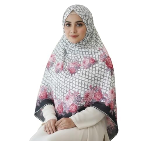 Khodalflux Women’s Muslim Hijab Printed Headscarf | Soft Breathable Modest Scarf for Daily, Prayer & Occasion Use (Black)