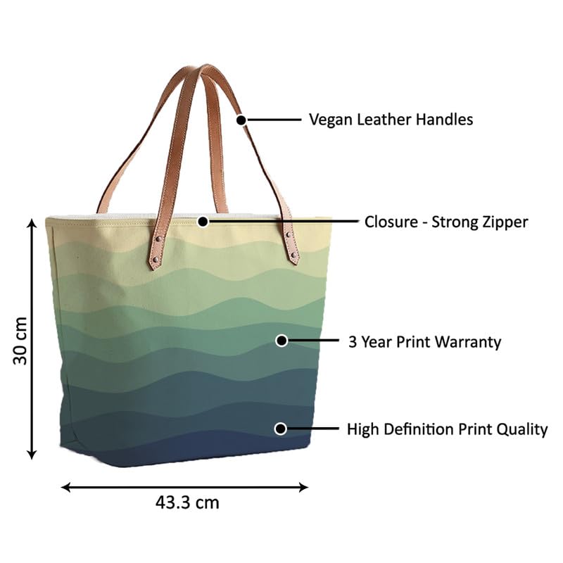 The Purple Tree Oversized Tote Bag for Women - Wave Ripples Tote Bags for College & Daily Use, Travel or Gifts - Large Capacity Handbag