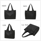 Voroly Tote Bag Women Casual Handbag Shoulder Bag Purses with Zipper and Pockets for Work School Gym Travel Shopping (BLACK)