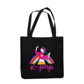 YaYaCafe BTS Printed Canvas Cotton Black Tote Bag with Zipper for Women & Girls