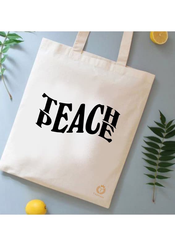 TAJNAN Reusable Tote Bag - 100% Organic Cotton Grocery Bags | Eco-friendly, Multi-purpose | Sturdy Canvas Bag for 15kgs | Multiple Stylish Designs, Valentine's Gift