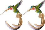 El Regalo Colorful Hummingbird Stud Earrings – Hand-Painted Enamel Bird Hoop Studs for Women & Girls | Elegant Nature-Inspired Fashion Jewelry