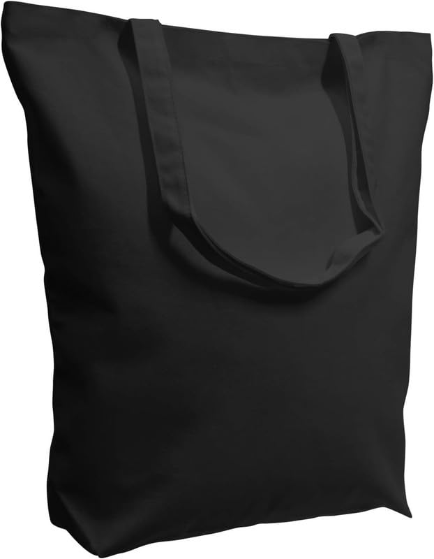 Metsi Canvas Tote Bag for Women, Plain Cotton Reusable Washable Tote Bag for Custom Painting and DIY Craft, Groceries Shopping Beach School Gym Gifts, Eco Friendly Blank Canvas Bag - Pack of 12, Black