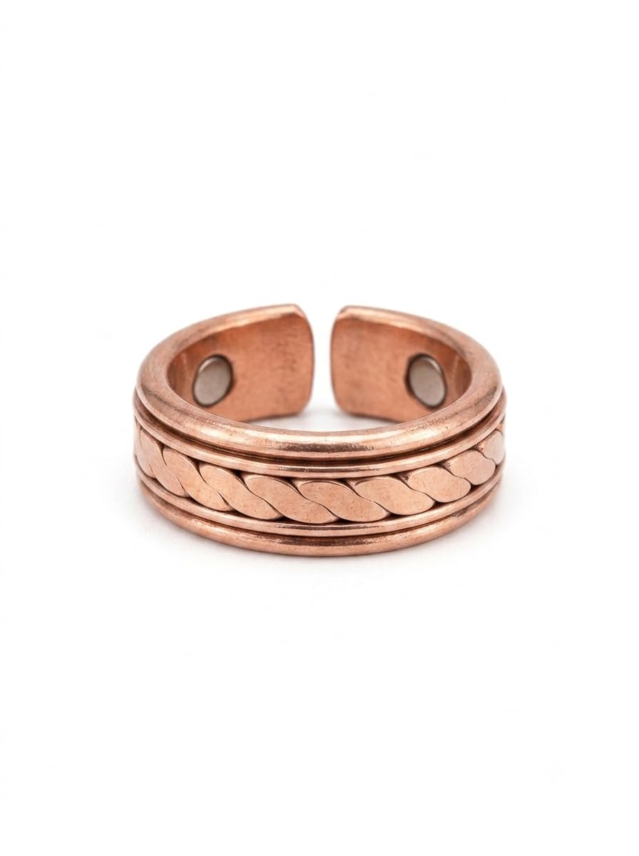 Mani Monk Handmade Adjustable Magnetic Copper Ring Traditional Jewelry