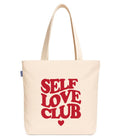 Econest Premium Canvas Tote Bags for Women with zip closer | unique tote bag for Girls, 100% Organic Cotton Tote bag | beach | gift | office, school & Daily Usable strong handbag (Self Love Club)
