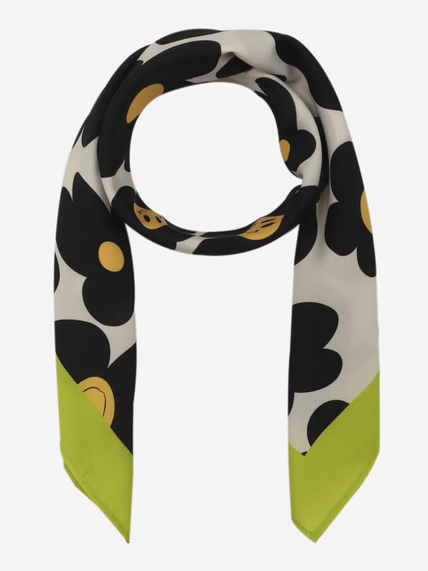 Beau Design Women's Stylish Square Polyster Trendy Digital Printed Fashion Head Neck Scarf Stole Wrap - Green Black Large 29 X 29