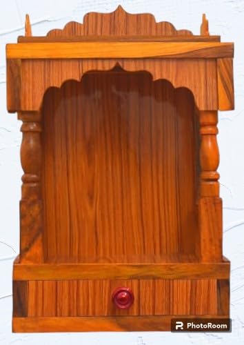 Shiv Shakti S.S. Fancy Wooden Home Temple (size29x19x44cm)(Brown Temple)