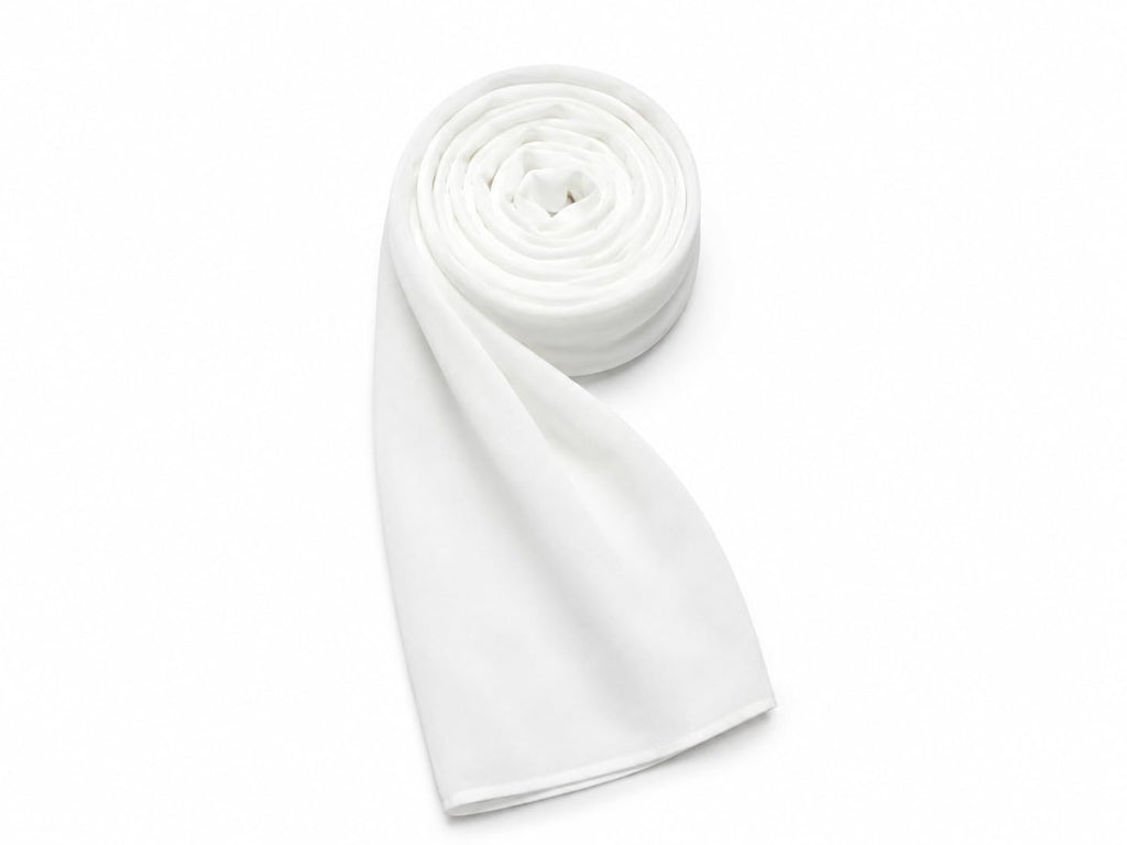 White Georgette Chiffon Hijab Scarf, Lightweight Plain Wrap for Women