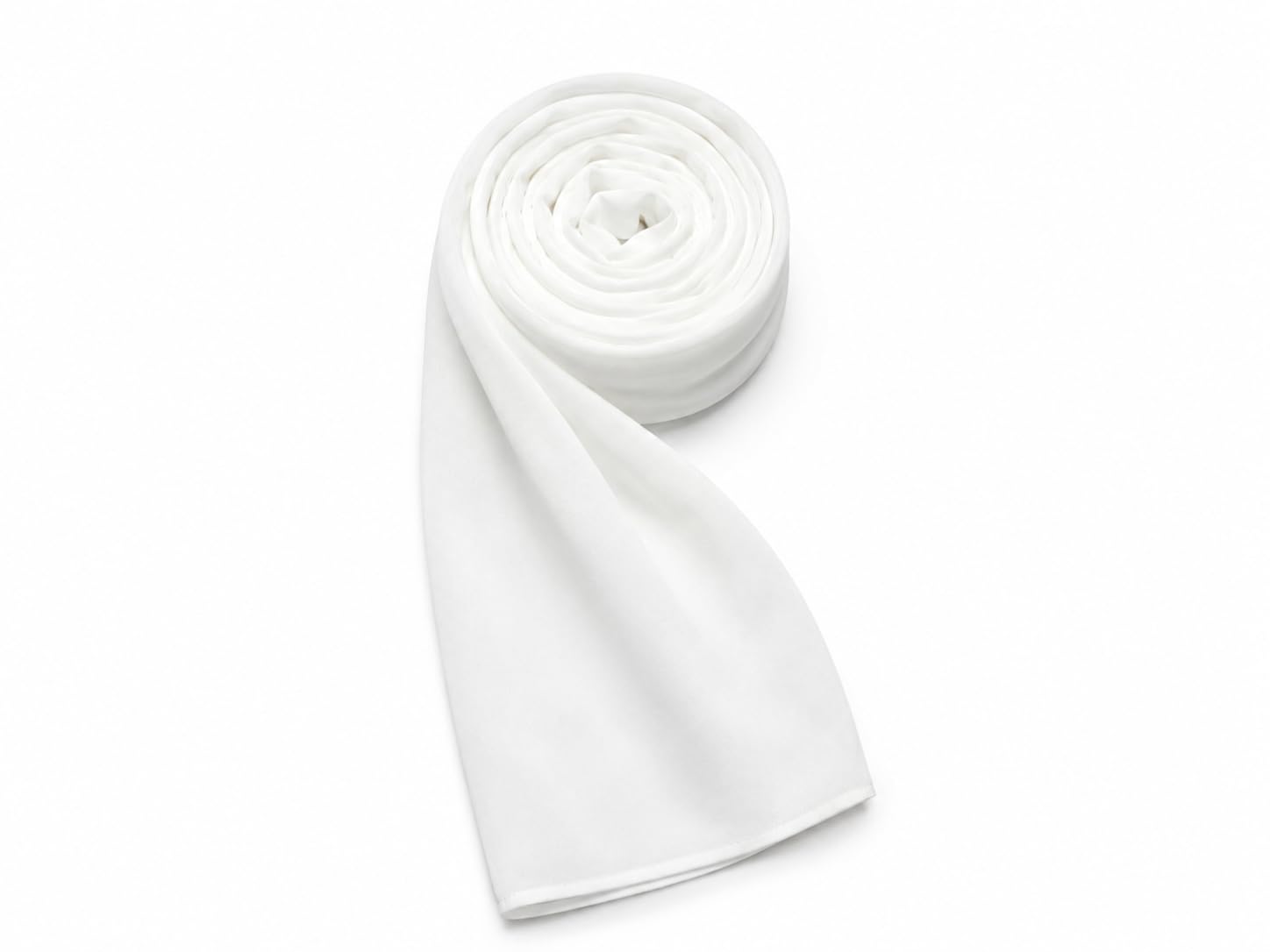 White Georgette Chiffon Hijab Scarf, Lightweight Plain Wrap for Women