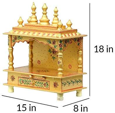 Kamdhenu Art and Craft Wood Religious Home Temple, Yellow, Temple, 15 x 8 x 18 inch