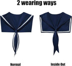 HAYZO Women's Sailor Collar Scarf | Detachable Fake Collar Necklace | Sailor Style Shawl Wrap for Sweater, Shirt & Dress | Fashion Accessory Top Collar (Navy)