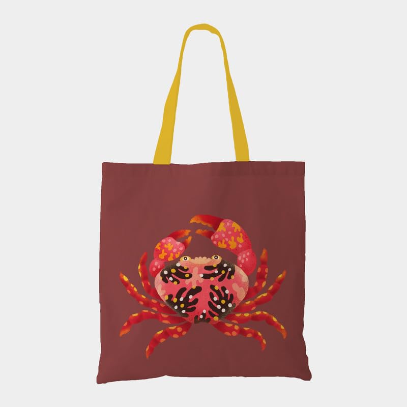 The Purple Tree Cute Crab Tote Bag witH for Women - 1 Pc, Woman Tote Bag, Eco Friendly Tote, Underwater Theme Bags, Gifts For Women