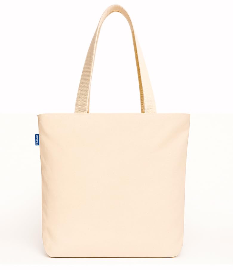 Econest Premium Canvas Totebags for Women with zipper, College Bag for Girls, 100% Organic Cotton Tote bag | beach,gift,office, school & Daily Usable strong handbag Medium size (Moon Sparrow)