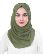 URSHIA MALAYSIAN GEORGETTE HIJAB/DIAMOND GEORGETTE HIJAB FOR WOMEN (MEHENDI GREEN)