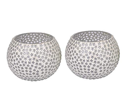 TIED RIBBONS Pack of 2 Turkish Mosaic Glass Votive Tealight Candle Holders - Decorations Items for Home Table Decor Gifts (Glass) - Decor - Gifts