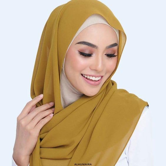 URSHIA MALAYSIAN GEORGETTE HIJAB/DIAMOND GEORGETTE HIJAB FOR WOMEN (PINK RED)