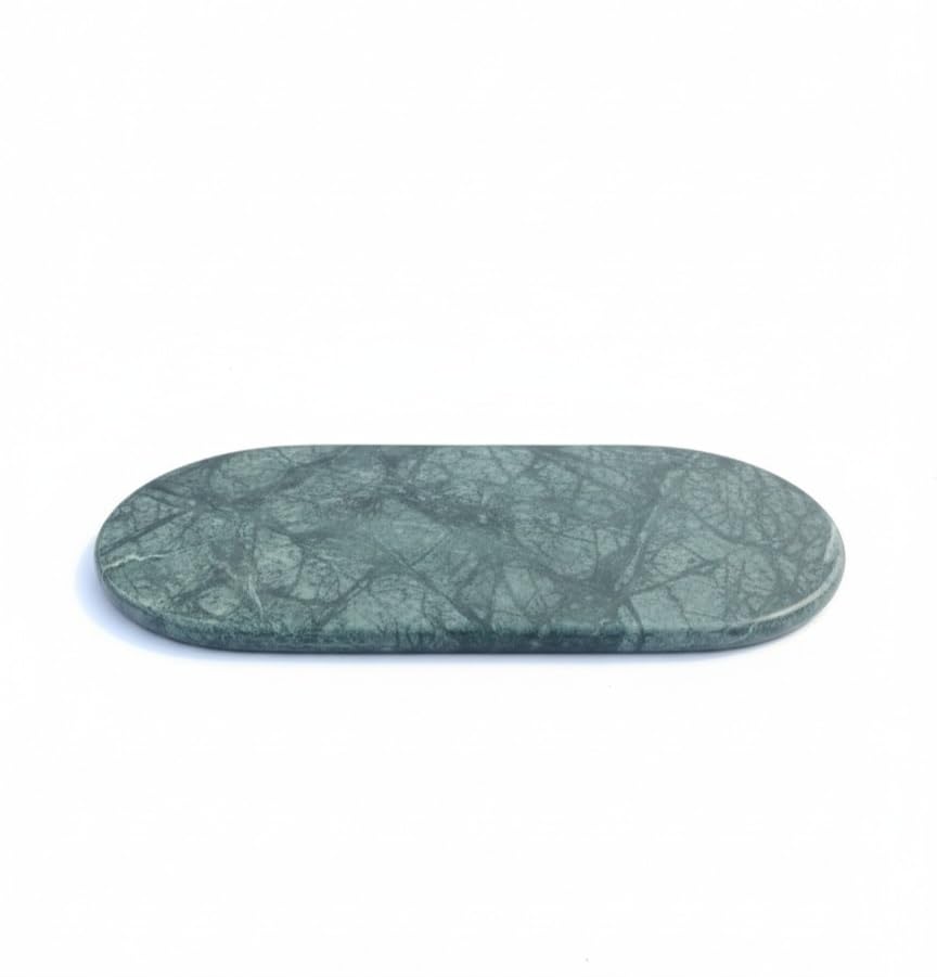 Green Marble Decorative Tray for Home Décor | Natural Stone Serving Tray for Dining Table, Coffee Table, Vanity, Bathroom & Kitchen | Multipurpose Luxury Marble Platter (30 cm)
